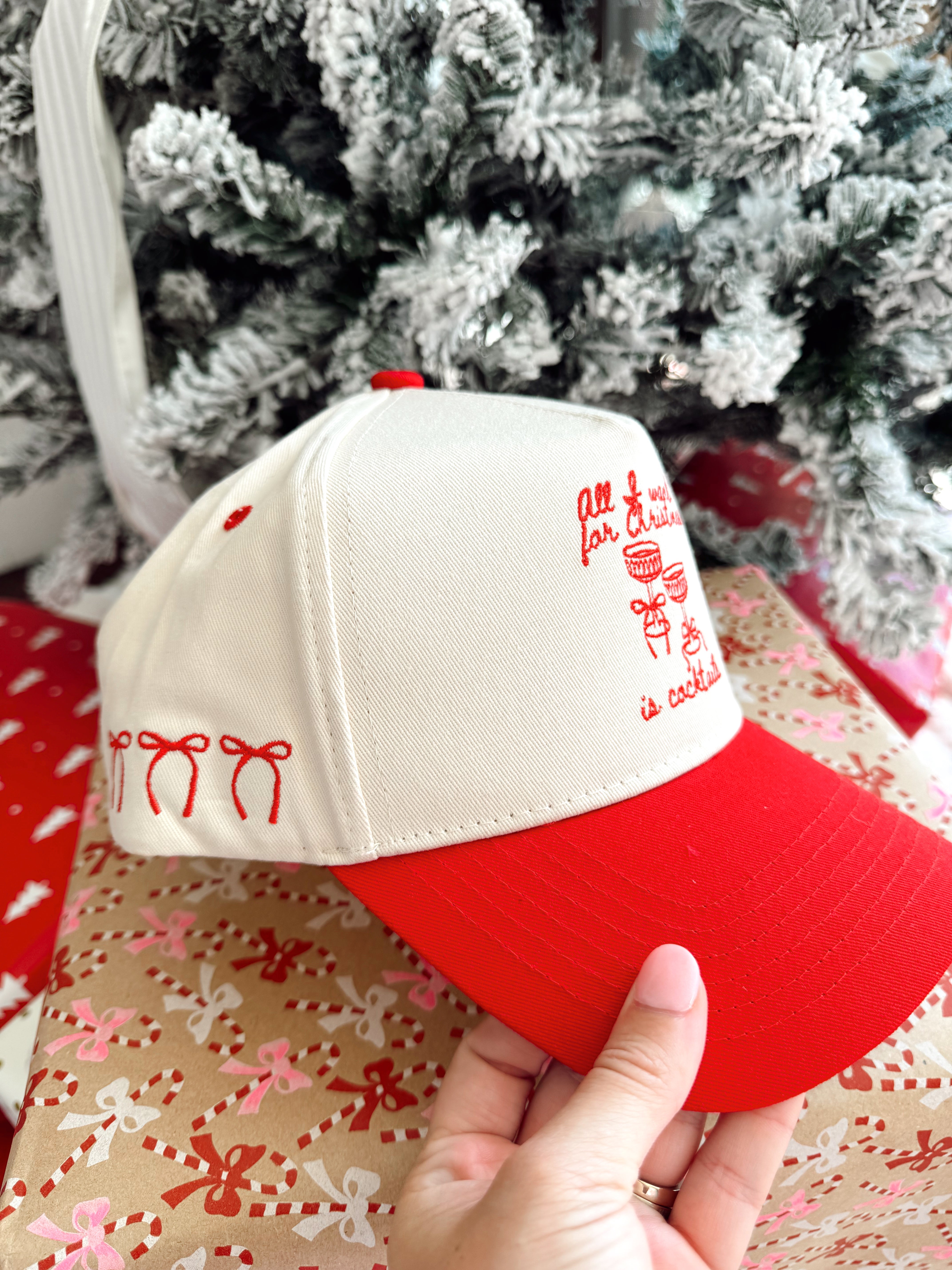 All I Want for Christmas is Cocktails - Red Vintage Trucker Hat