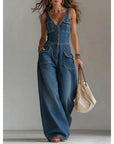 Relaxed Washed Denim Straight-Leg Jumpsuit