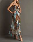 Romantic Floral Strappy Maxi Dress