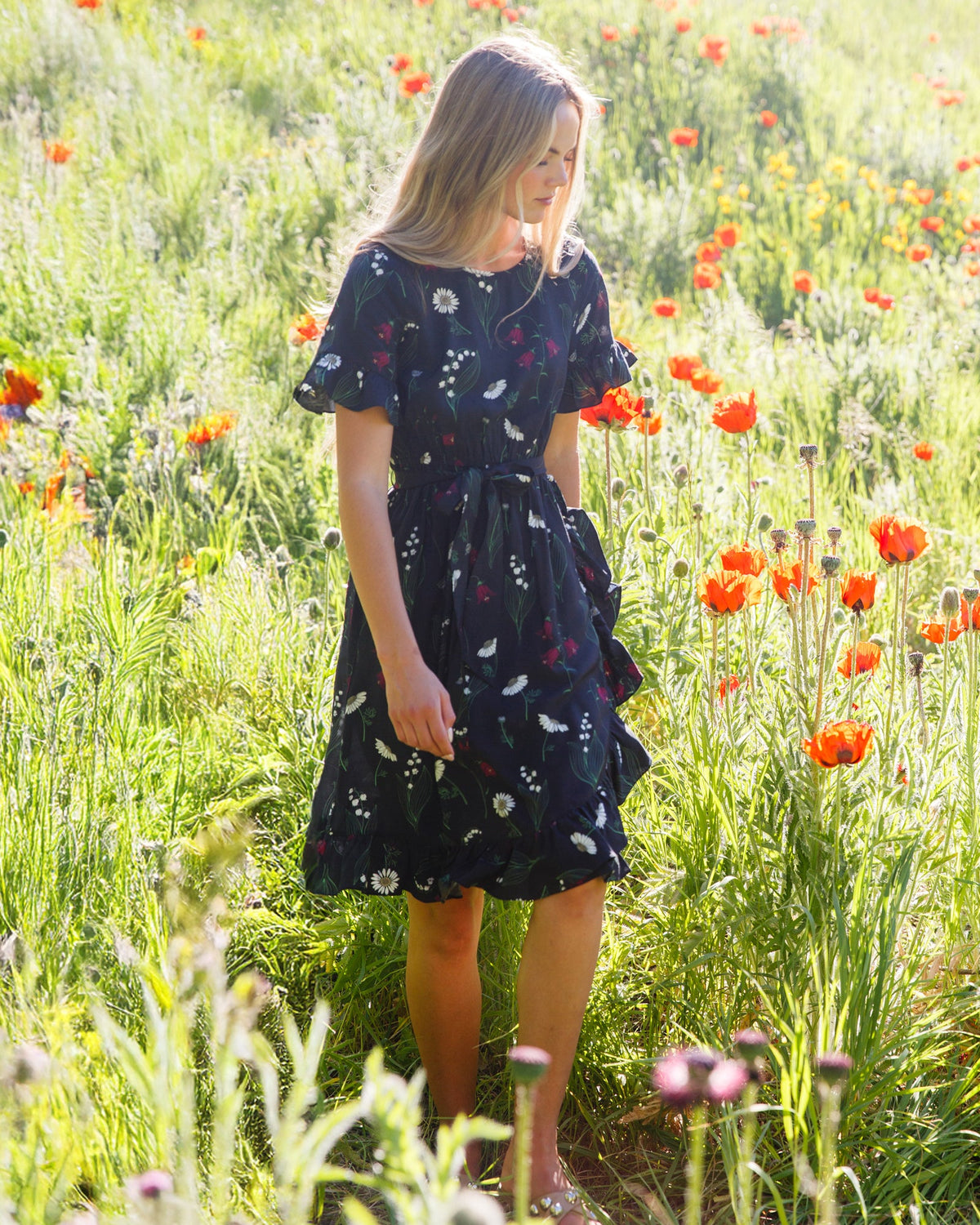Ruffle & Wrap Wildflower Faux Wrap Dress