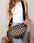 Kaylee Mixed Media Double Zip Crossbody Sling Bag