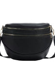 Sabrina Double Zip Leather Crescent Sling