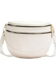 Sabrina Double Zip Leather Crescent Sling