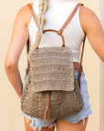 Woven Straw Backpack