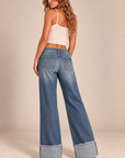 GJG Denim Vesper Studded Wide-Leg Jeans — Medium Blue