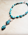 Blue Turquoise Necklace w/ Soldered Turquoise Pendant