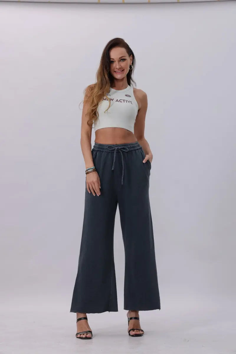Acid Wash Wide Leg Sweatpants