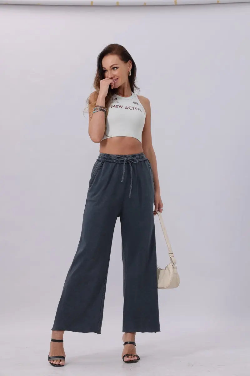 Acid Wash Wide Leg Sweatpants