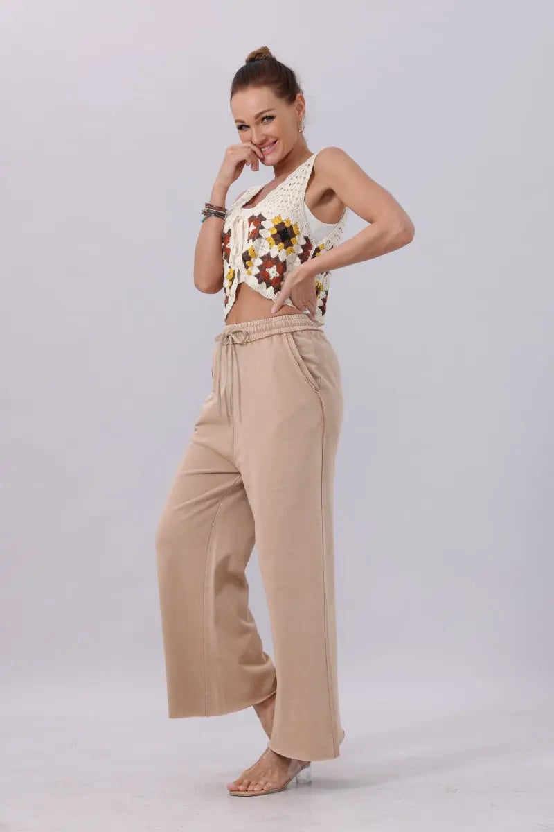 Acid Wash Wide Leg Sweatpants