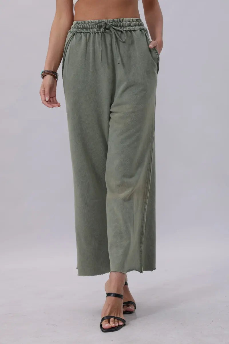 Acid Wash Wide Leg Sweatpants