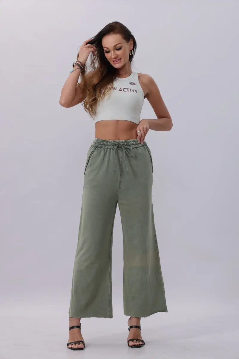 Acid Wash Wide Leg Sweatpants