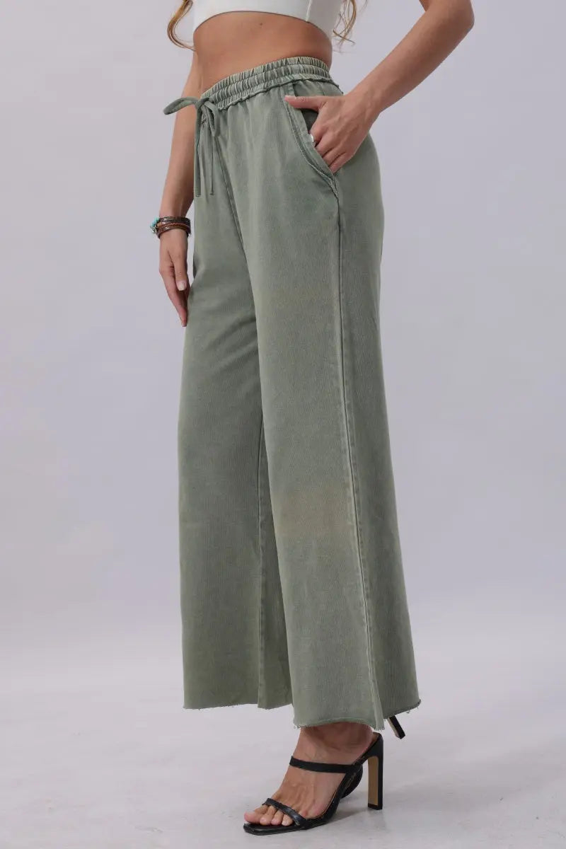 Acid Wash Wide Leg Sweatpants