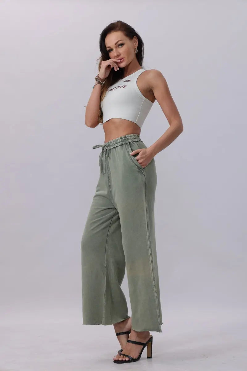 Acid Wash Wide Leg Sweatpants