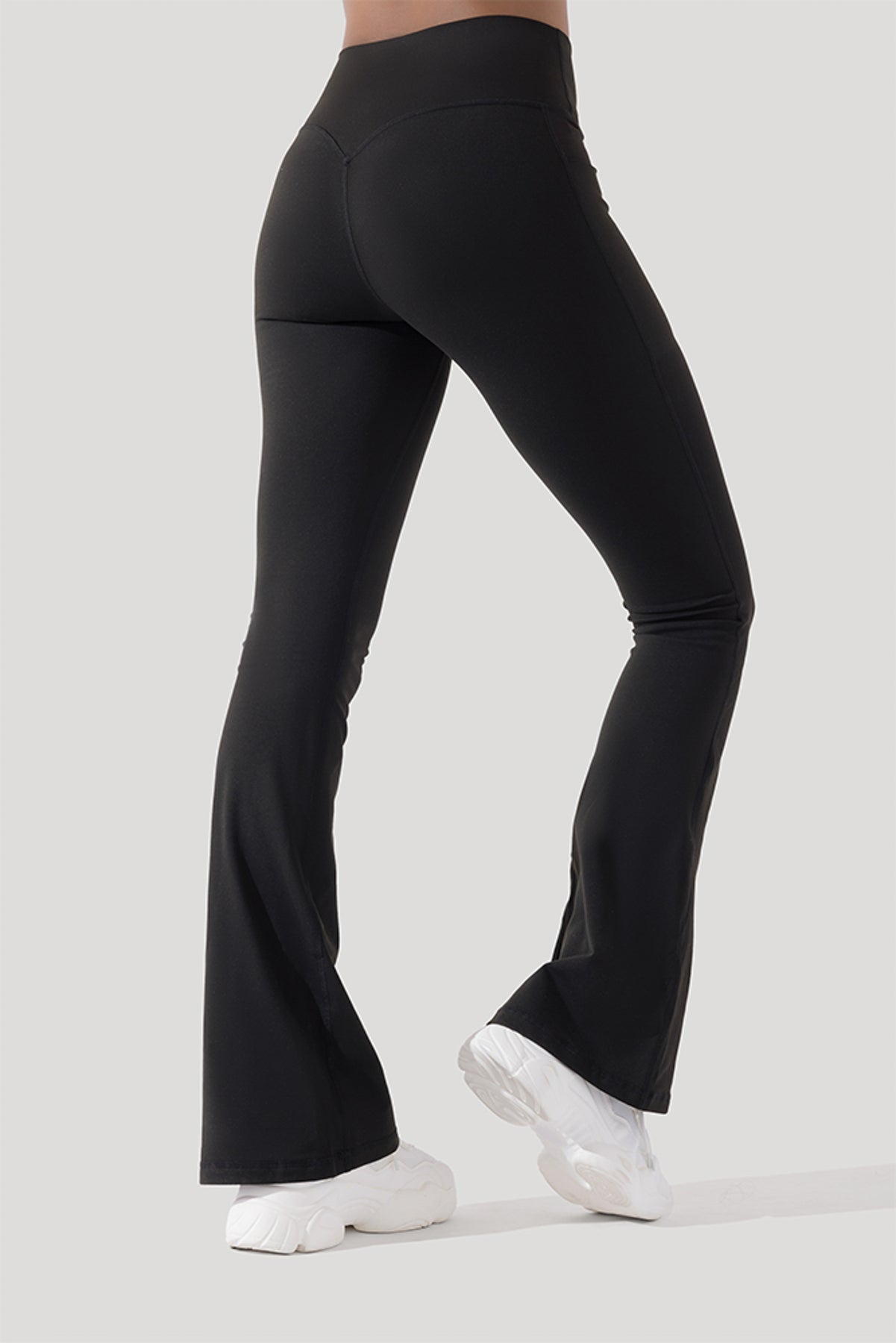 POPFLEX Full Size Crisscross Hourglass® Flared Leggings with Pockets - Black