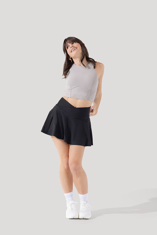 POPFLEX Full Size Crisscross Hourglass® Twirl Skort - Black