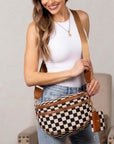 Kaylee Mixed Media Double Zip Crossbody Sling Bag