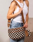 Kaylee Mixed Media Double Zip Crossbody Sling Bag