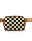 Alva Mixed Media Check Sling Crossbody Belt Bum Fanny Waist Bag