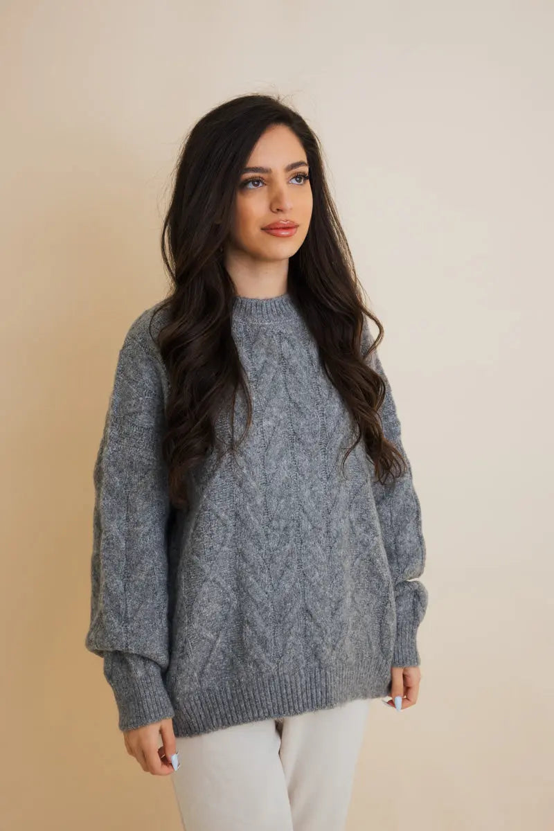 Soft Cable Knit Pullover Sweater – Cozy Relaxed Fit