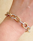 Cabled Texture Two Tone Chain Bracelet