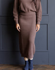 Carpe Diem Straight Midi Skirt in Coffee Quartz