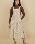 Shay Overall Dress in Cream & Brown Floral