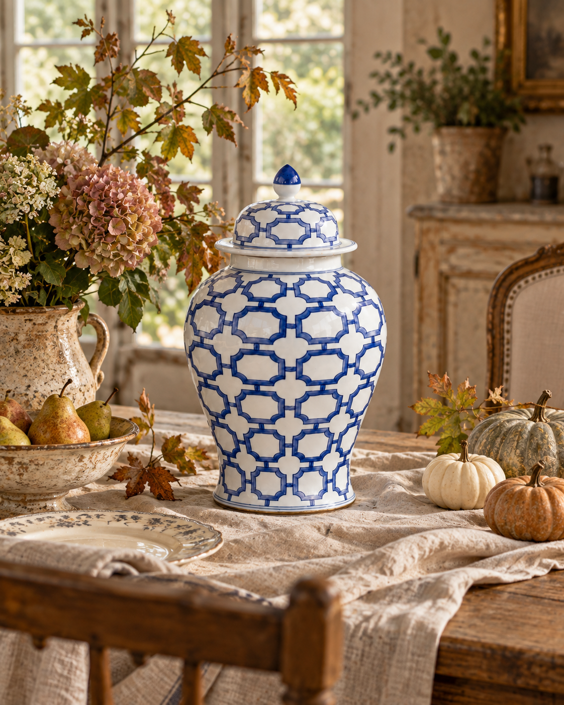 Park Hill Imperial Ceramic Ginger Jar, Blue and White