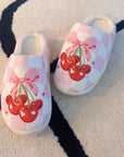 Cherry Bow Check Lounge Slippers - Sweet & Cozy