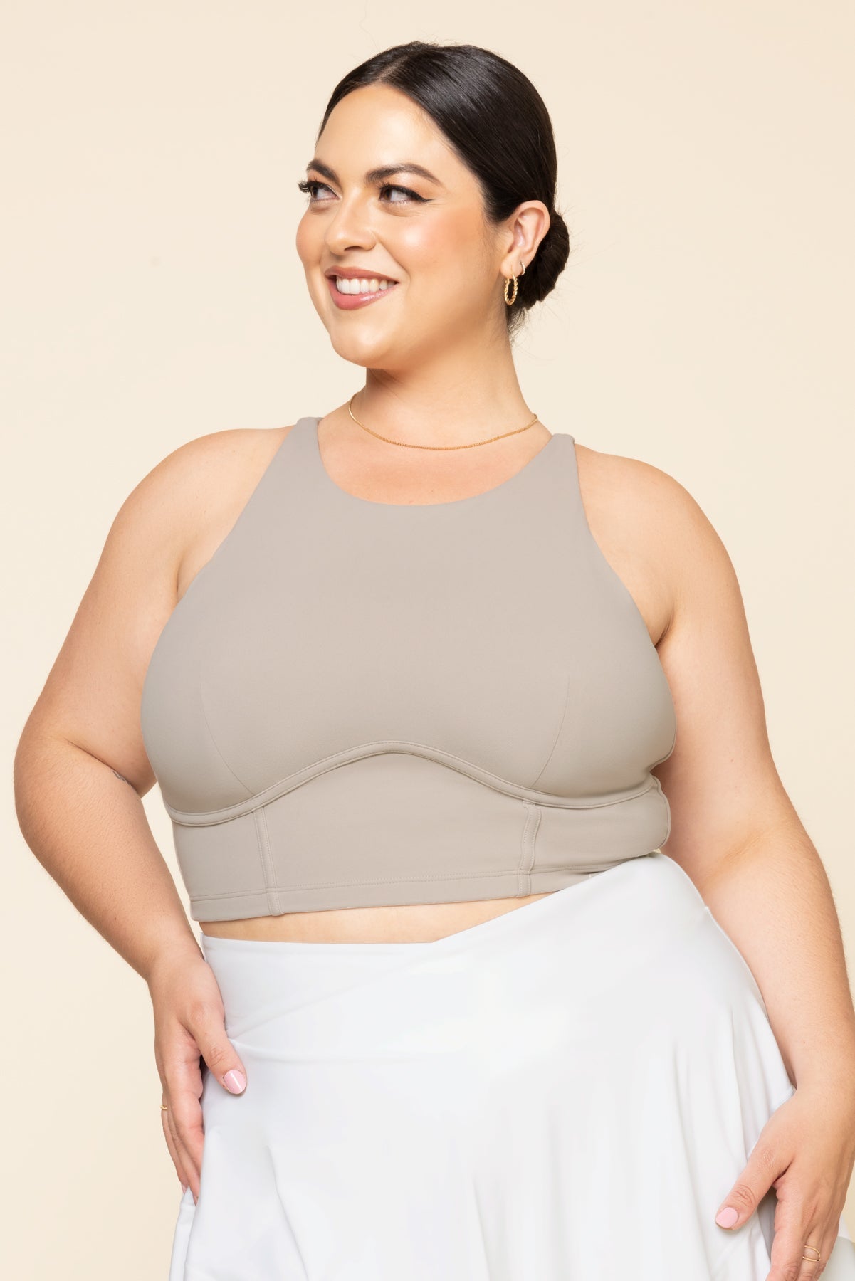 POPFLEX Full Size Cleo Corset Crop Bralette - Taupe