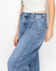 Artemis Vintage |Adjustable Strap Waistband Barrel Jeans