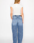 Artemis Vintage |Adjustable Strap Waistband Barrel Jeans