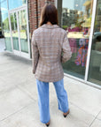 Preptastic Brown Orange Plaid Blazer