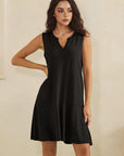 Easy Days Split Neck Flounce Dress