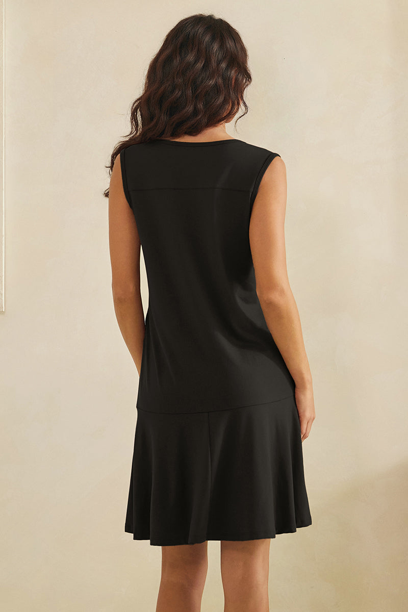 Easy Days Split Neck Flounce Dress