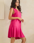 Easy Days Split Neck Flounce Dress