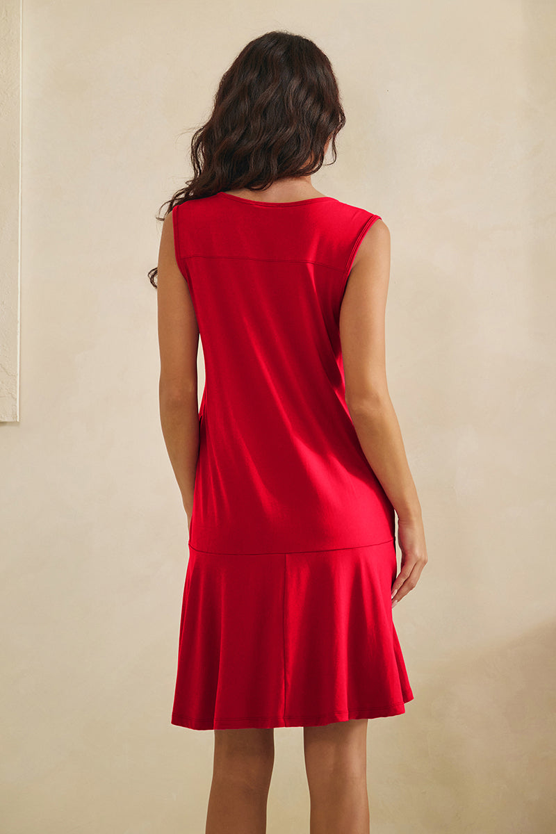 Easy Days Split Neck Flounce Dress