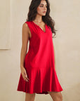 Easy Days Split Neck Flounce Dress