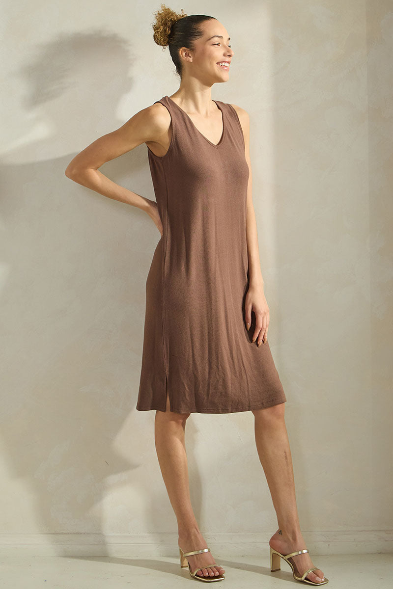 Yelete LuxeAir Ribbed V-Neck Tank Dress