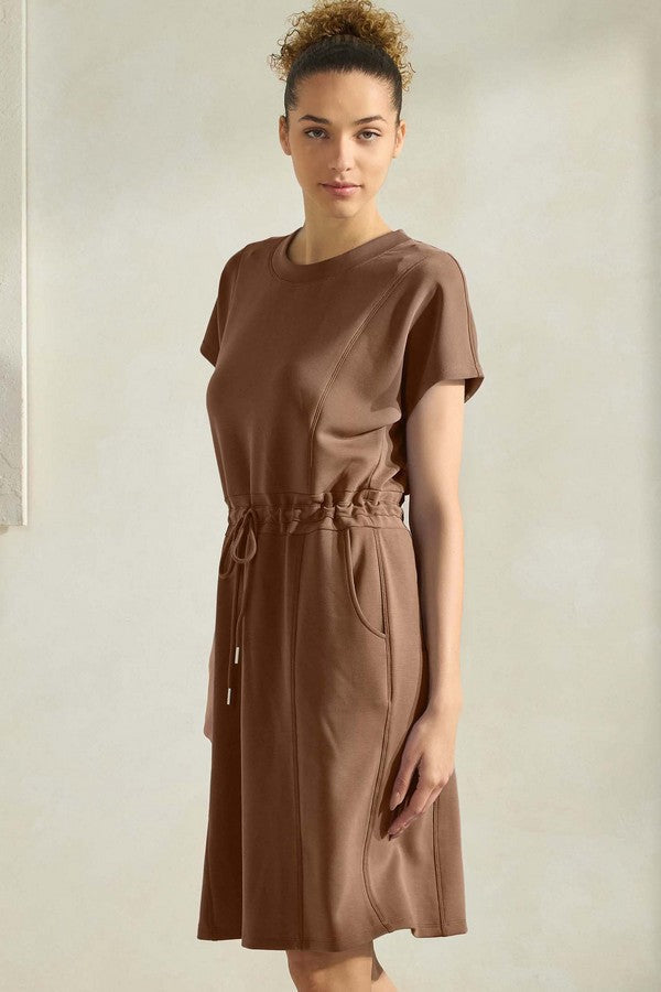 Soft Modal Drawstring T-Shirt Dress with Pockets