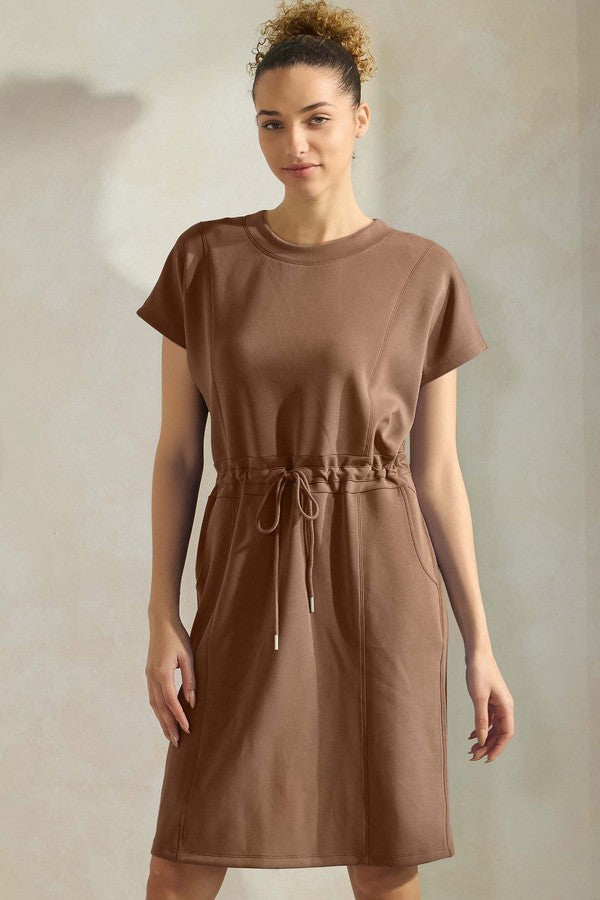 Soft Modal Drawstring T-Shirt Dress with Pockets