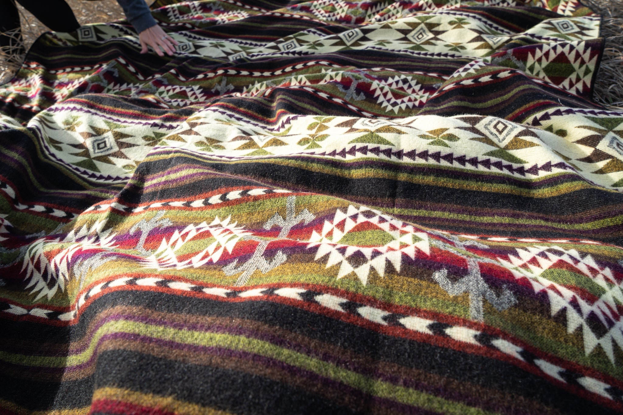 Andean Alpaca Wool Blanket - Cactus
