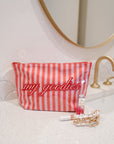My Goodies - Pink & Red Stripes Clear Coat Bag