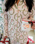 Pink Santa - Ribbed Long Pajama Set