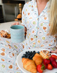 Blue Breakfast - Short Sleeve + Pant Pajama Set - My Pampered Life Seattle