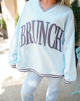 Brunch - Blue Vintage V-Neck Sweatshirt - My Pampered Life Seattle
