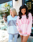 Latte - Pink Vintage V-Neck Sweatshirt
