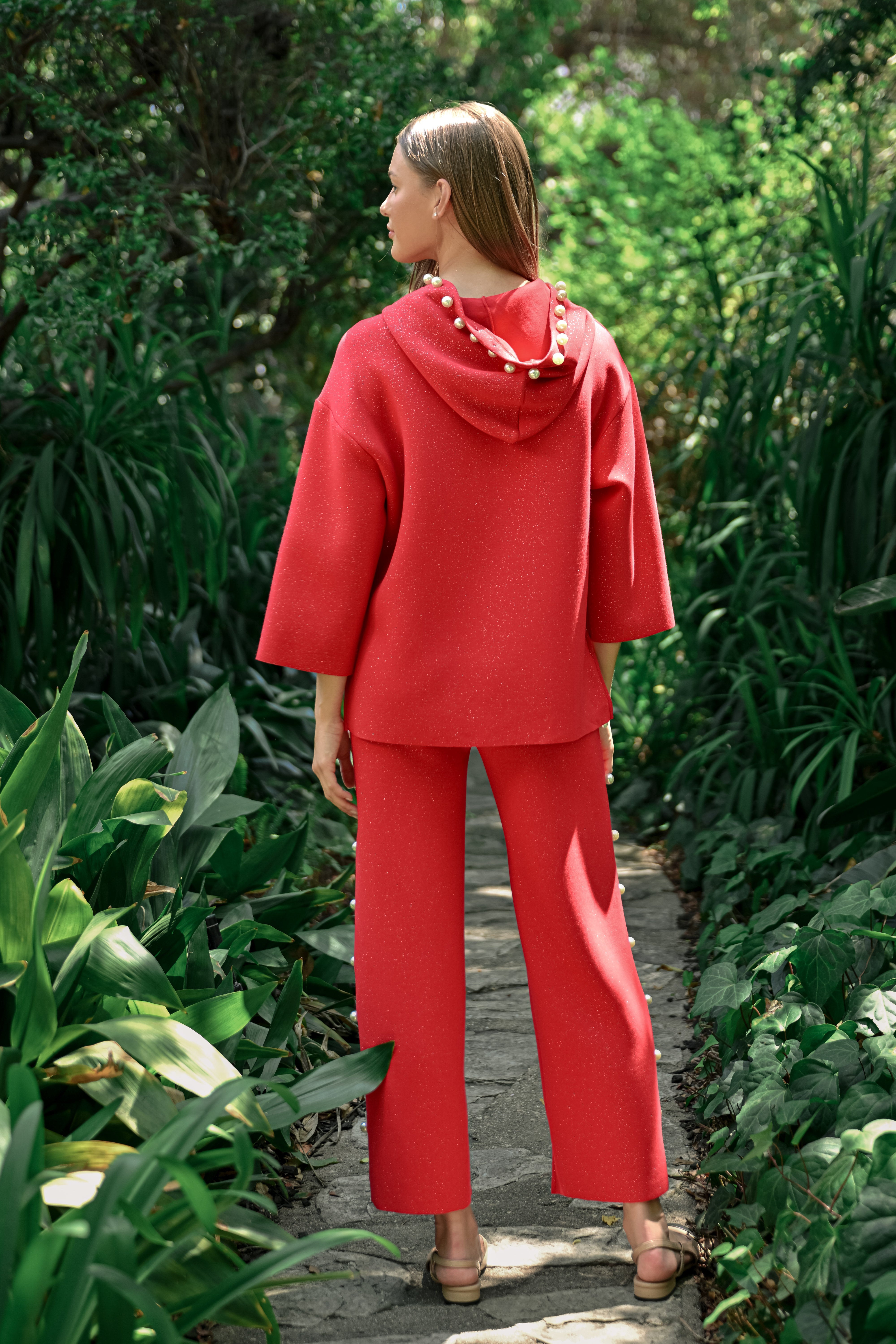 JOH | Francine Stretch French Scuba Pearl Hoodie with Glitter