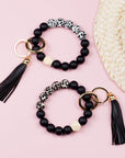 Silicone Color Block Print Key Ring Bracelet