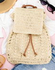 Woven Straw Backpack