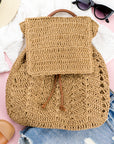Woven Straw Backpack